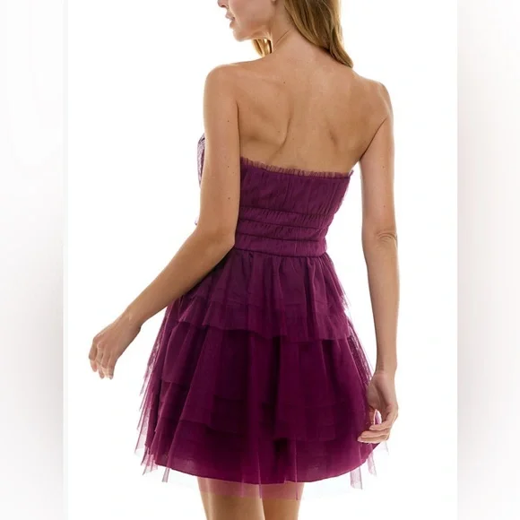 City Studio Strapless Plum Dress - Picture 2 of 8